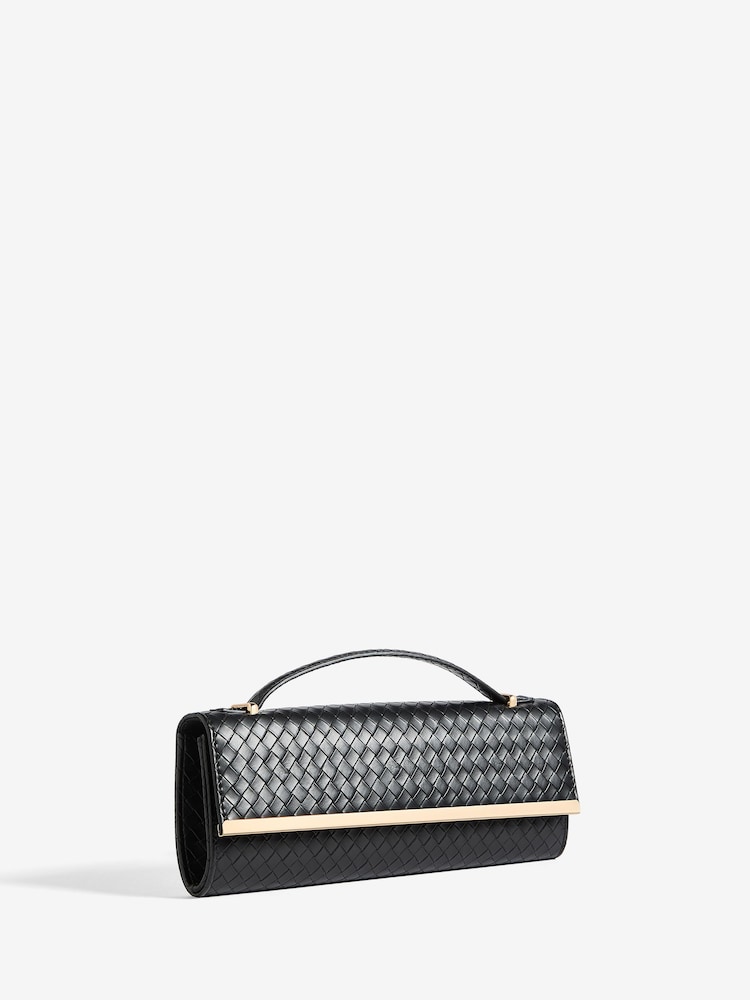 Friends Like These Black Top Handle Weave Clucth Bag - Image 2 of 5