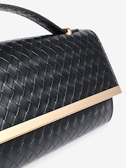 Friends Like These Black Top Handle Weave Clucth Bag - Image 3 of 5
