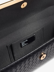 Friends Like These Black Top Handle Weave Clucth Bag - Image 4 of 5