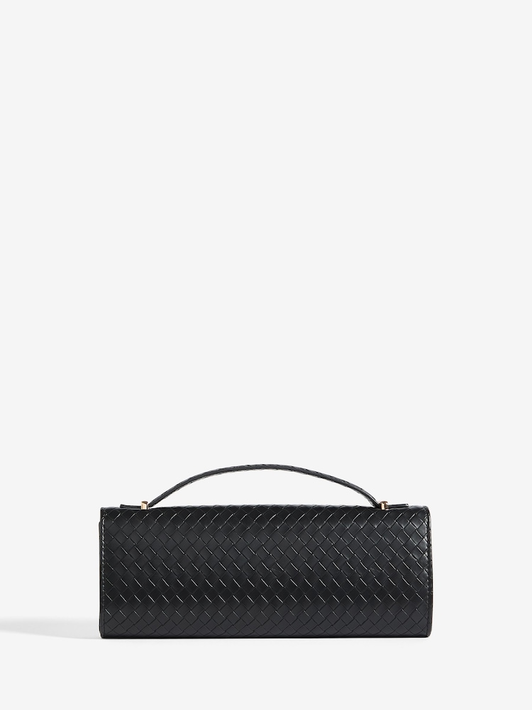 Friends Like These Black Top Handle Weave Clucth Bag - Image 5 of 5
