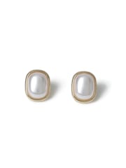 Aela Gold Tone Pearl Effect Stud Earrings - Image 1 of 6