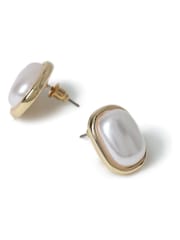 Aela Gold Tone Pearl Effect Stud Earrings - Image 2 of 6