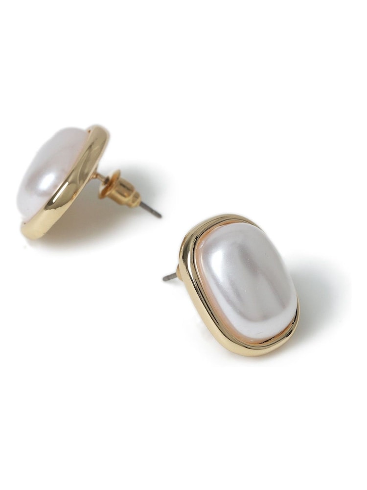 Aela Gold Tone Pearl Effect Stud Earrings - Image 2 of 6