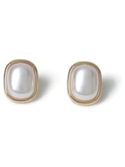 Aela Gold Tone Pearl Effect Stud Earrings - Image 3 of 6