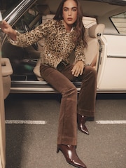 Animal Leopard Print Collared Buttoned Knit Cardigan - Image 4 of 5