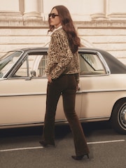 Animal Leopard Print Collared Buttoned Knit Cardigan - Image 5 of 5