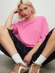 Rosa - Camiseta pesada de manga comprida com gola redonda - Imagem 1 de 7