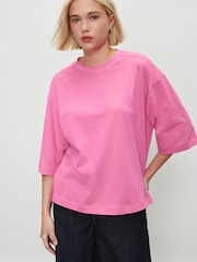 Rosa - Camiseta pesada de manga comprida com gola redonda - Imagem 2 de 7