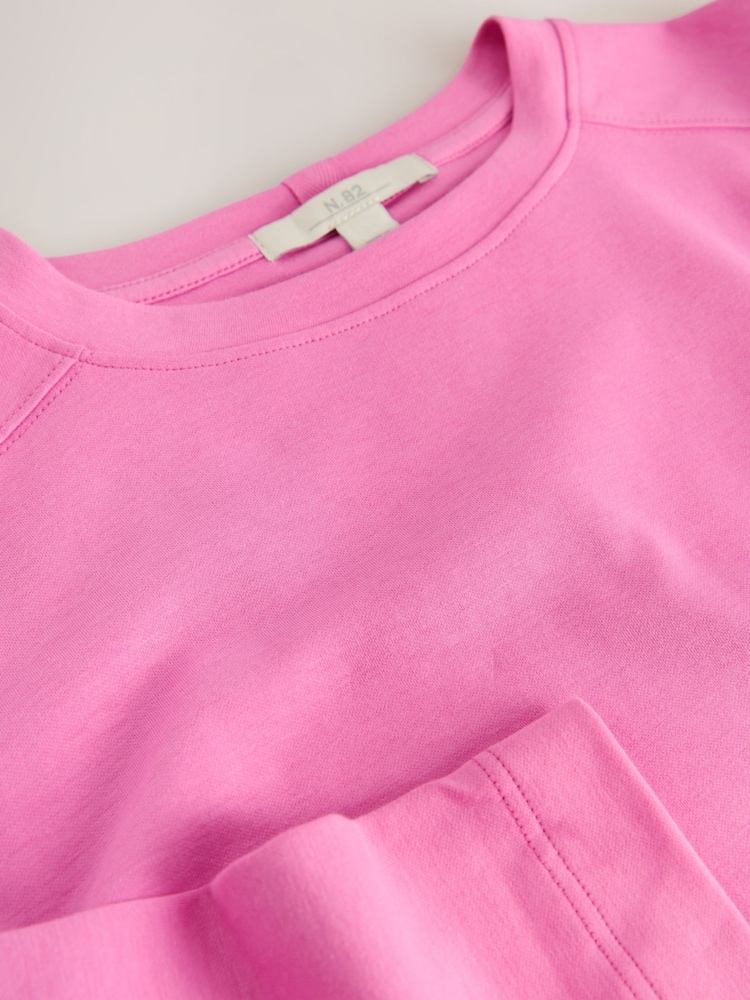 Rosa - Camiseta pesada de manga comprida com gola redonda - Imagem 7 de 7