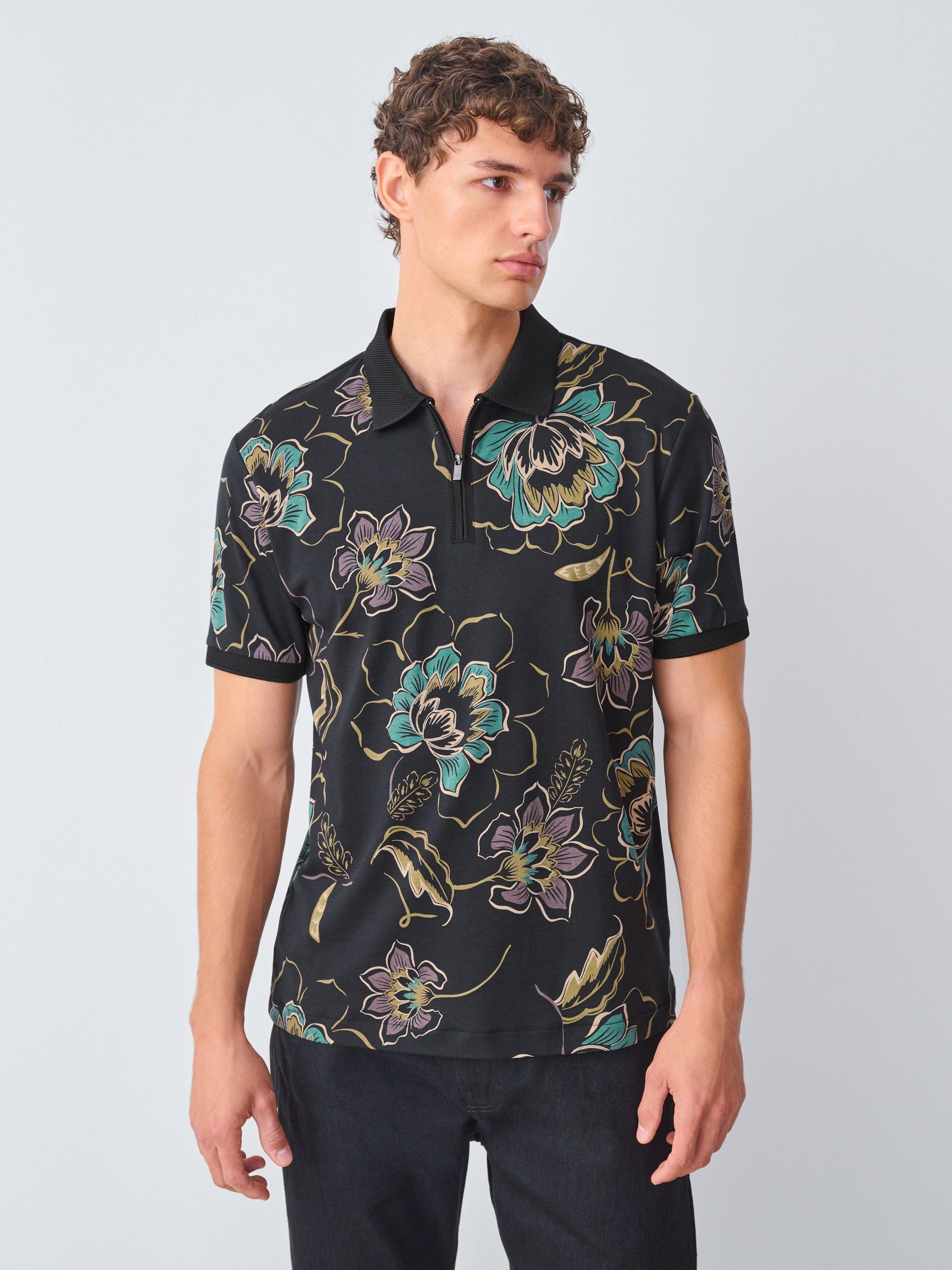トップス tdk_void polo Men's 60s Mod Jacquard Knit Polo | Black & White Diamond Pattern