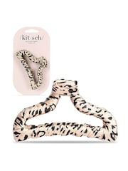 Kitsch Leopard Print Satin Wrapped Claw Clip - Image 1 of 5