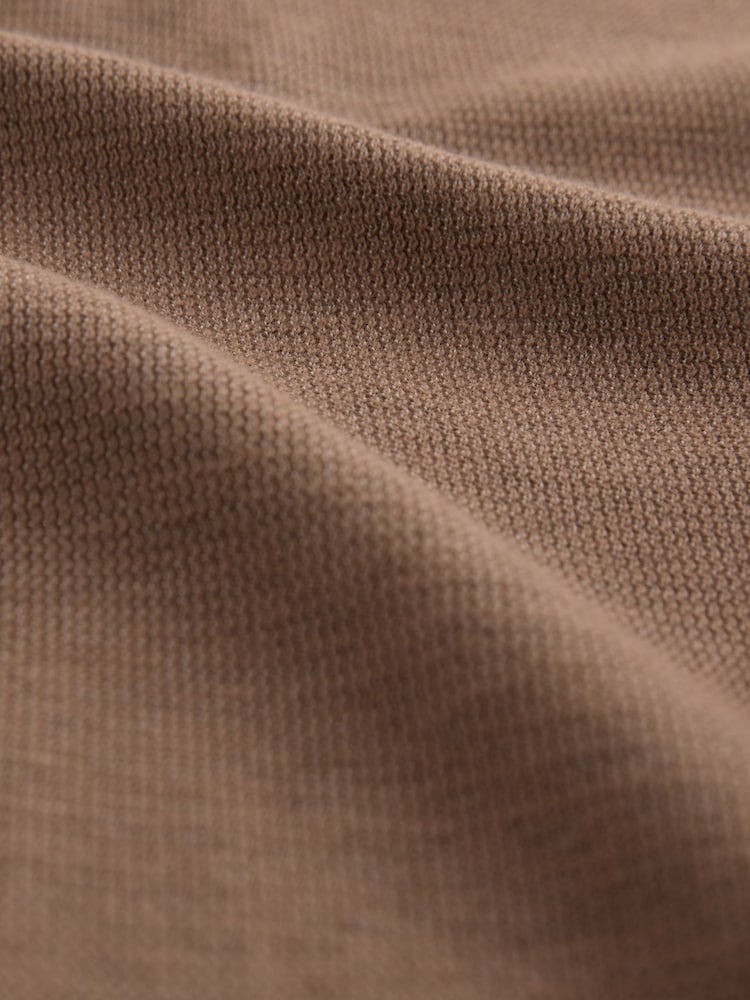 Neutral Brown Textured Smart Zip Neck Polo Shirt - Image 3 of 3 Neutral Brown Textured Smart Zip Neck Polo Shirt - Image 3 of 3