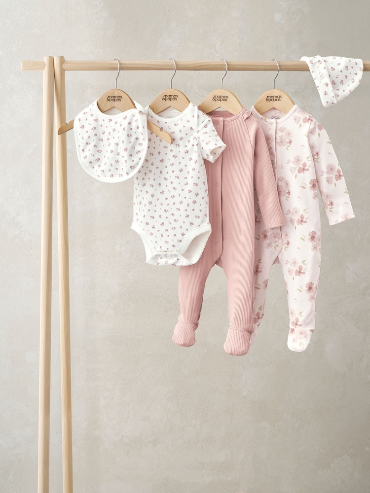 Pink - Mamas & Papas – Outfit-Set mit Blumenmuster, 5 teilig - Bild 1 von 7 Pink - Mamas & Papas – Outfit-Set mit Blumenmuster, 5 teilig - Bild 1 von 7