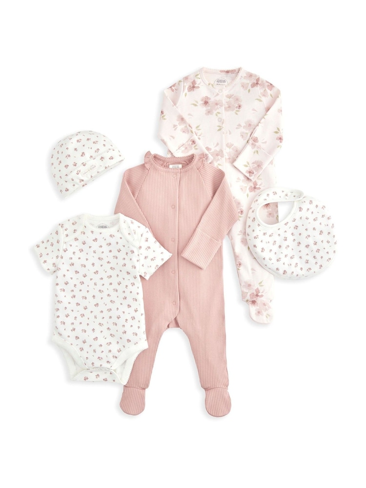 Pink - Mamas & Papas – Outfit-Set mit Blumenmuster, 5 teilig - Bild 2 von 7 Pink - Mamas & Papas – Outfit-Set mit Blumenmuster, 5 teilig - Bild 2 von 7