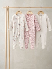 Beerenrosa - Mamas & Papas Floral Print 100% Cotton Sleepsuits 3 Pack - Bild 1 von 3