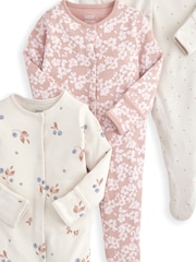 Beerenrosa - Mamas & Papas Floral Print 100% Cotton Sleepsuits 3 Pack - Bild 3 von 3