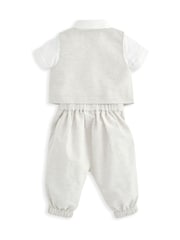 Mamas & Papas Neutral Suit with 100% Cotton Shirt, Waistcoat & Trouser Set - Image 8 of 12