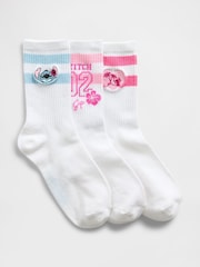 Gap White/Pink Lilo and Stitch Crew Socks 3-Pack - Image 1 of 1