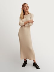 Varley Cream Axel Rib Knit Midi Dress - Image 3 of 9