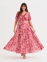 Scarlett & Jo Red Curve Isabelle Angel Sleeve Maxi Dress - Image 1 of 4