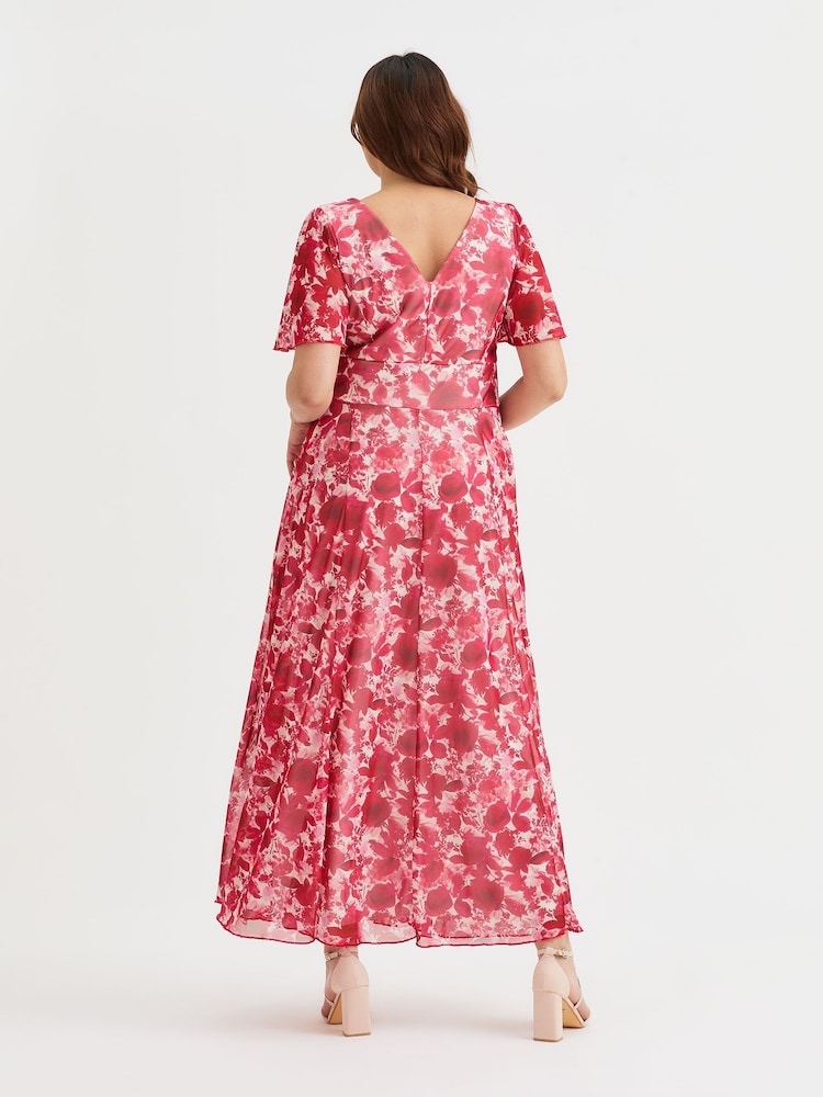 Scarlett & Jo Red Curve Isabelle Angel Sleeve Maxi Dress - Image 3 of 4