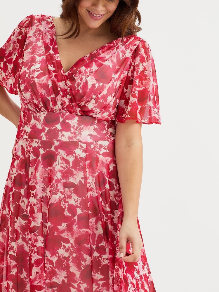 Scarlett & Jo Red Curve Isabelle Angel Sleeve Maxi Dress - Image 4 of 4