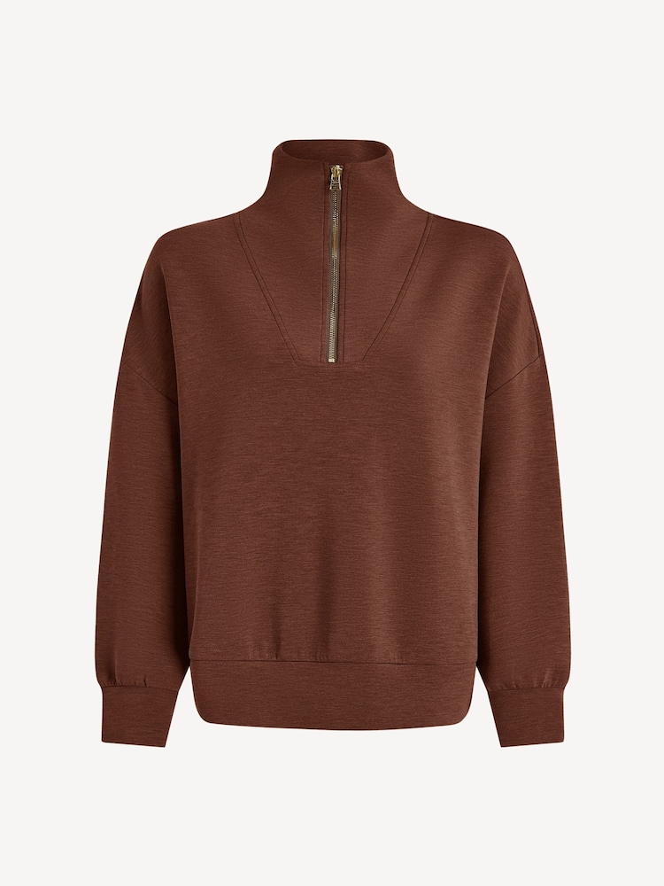 Varley Brown Hawley Half Zip Sweat Top - Image 6 of 6 Varley Brown Hawley Half Zip Sweat Top - Image 6 of 6