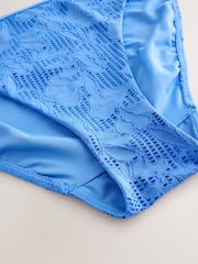 Blue Lace High Leg Bikini Bottoms - Image 6 of 7