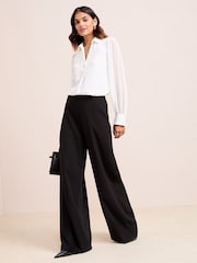 Friends Like These Ivory Long Sleeve V-Neck Button Front Blouse - Image 5 of 5