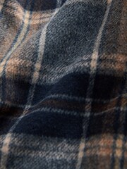 Navy Blue Borg Lined Check Shacket - Image 10 of 10
