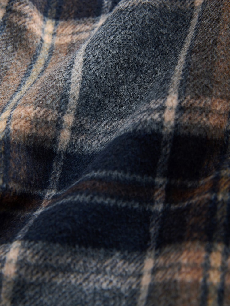 Navy Blue Borg Lined Check Shacket - Image 10 of 10