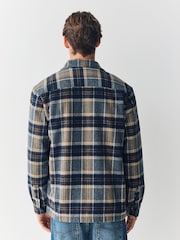 Navy Blue Borg Lined Check Shacket - Image 3 of 10