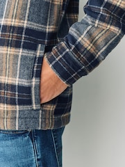 Navy Blue Borg Lined Check Shacket - Image 5 of 10