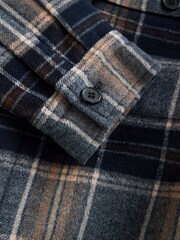 Navy Blue Borg Lined Check Shacket - Image 8 of 10