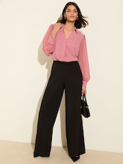 Friends Like These Pink Long Sleeve V-Neck Button Front Blouse - Image 3 of 4