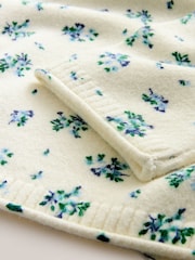 White Floral Knitted Funnel Neck Jumper - Image 8 of 9