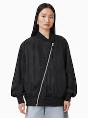 AllSaints Black Avril Bomber Jacket - Image 6 of 9