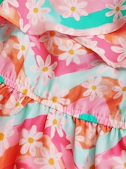 Monsoon Pink Asymmetrical Frilly Floral Print Dress - Image 3 of 3