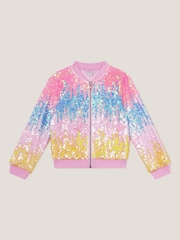 Monsoon Pink Sequin Ombre Bomber Jacket - Image 1 of 3