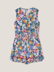 Monsoon Blue Floral Print Sleeveless 100% Cotton Playsuit - Image 1 of 2