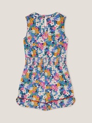 Monsoon Blue Floral Print Sleeveless 100% Cotton Playsuit - Image 2 of 2