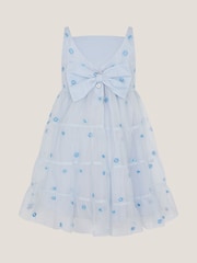 Monsoon Blue Baby Thea Embroidered Back-Bow Tiered Dress - Image 2 of 3