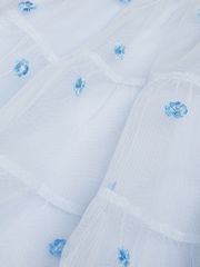 Monsoon Blue Baby Thea Embroidered Back-Bow Tiered Dress - Image 3 of 3