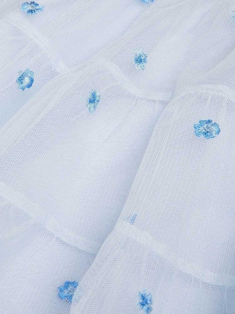 Monsoon Blue Baby Thea Embroidered Back-Bow Tiered Dress - Image 3 of 3