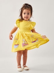 Monsoon Yellow Baby Duck Pinafore 100% Cotton Dress - Image 1 of 4