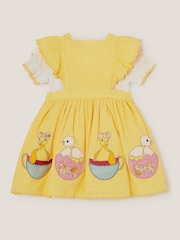 Monsoon Yellow Baby Duck Pinafore 100% Cotton Dress - Image 2 of 4