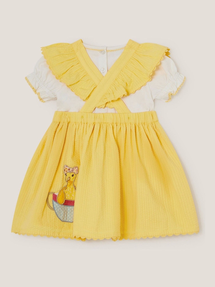 Monsoon Yellow Baby Duck Pinafore 100% Cotton Dress - Image 3 of 4