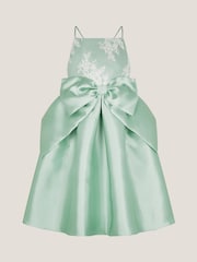 Monsoon Green Juniper Satin Lace Bow Bridesmaid Dress - Image 2 of 3