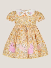 Monsoon Yellow Baby Bunny Applique Floral Dress - Image 2 of 4