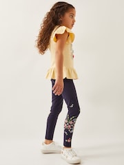 Monsoon Blue Floral Print Embroidered Leggings - Image 1 of 4